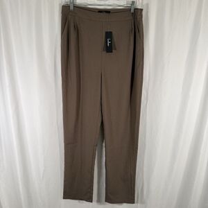 New Lulu's Dress Pants Women's Large Brown Pleated Pockets Side Zip